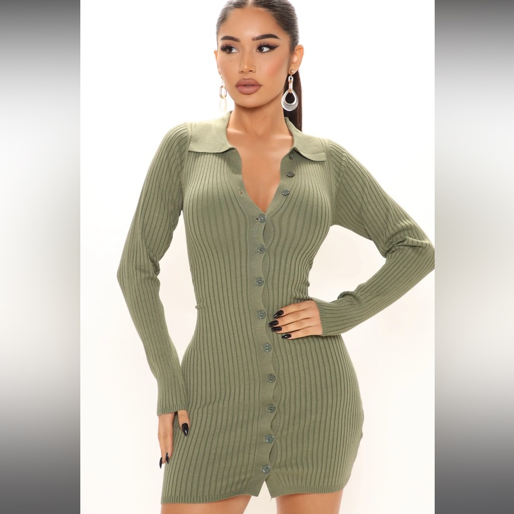 Anaisa Sweater Mini Dress - Sage